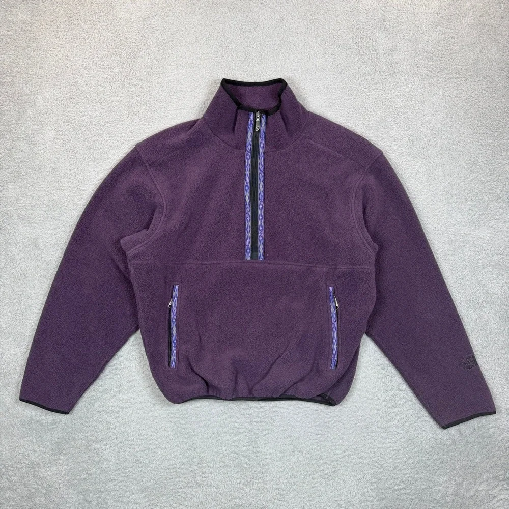 Vintage 90s The North Face Purple Fleece Quarter Zip Pullover Made in USA Mens M